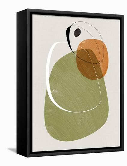 Olive and Gold Abstract Shapes-Eline Isaksen-Framed Stretched Canvas