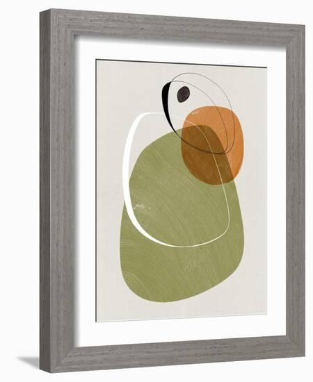 Olive and Gold Abstract Shapes-Eline Isaksen-Framed Art Print