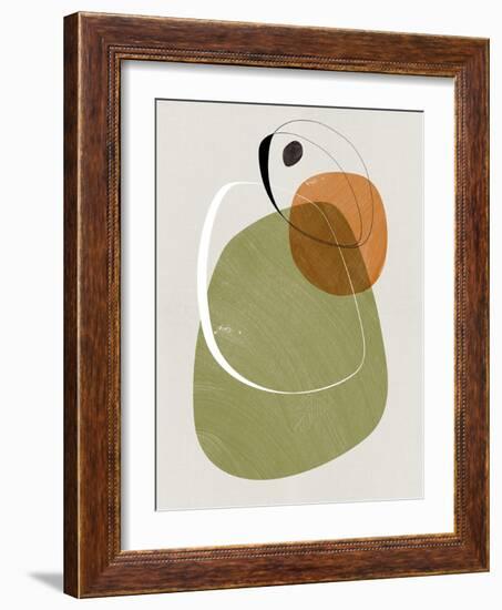 Olive and Gold Abstract Shapes-Eline Isaksen-Framed Art Print