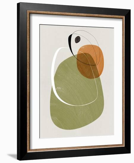 Olive and Gold Abstract Shapes-Eline Isaksen-Framed Art Print