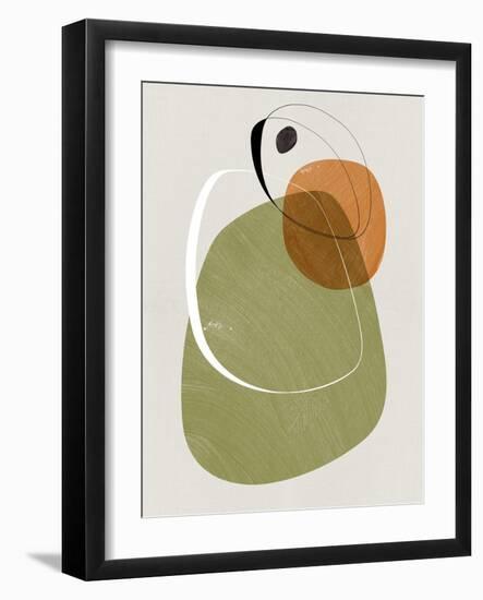 Olive and Gold Abstract Shapes-Eline Isaksen-Framed Art Print