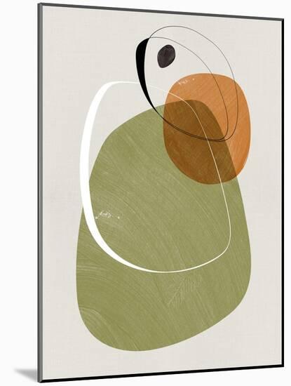 Olive and Gold Abstract Shapes-Eline Isaksen-Mounted Art Print