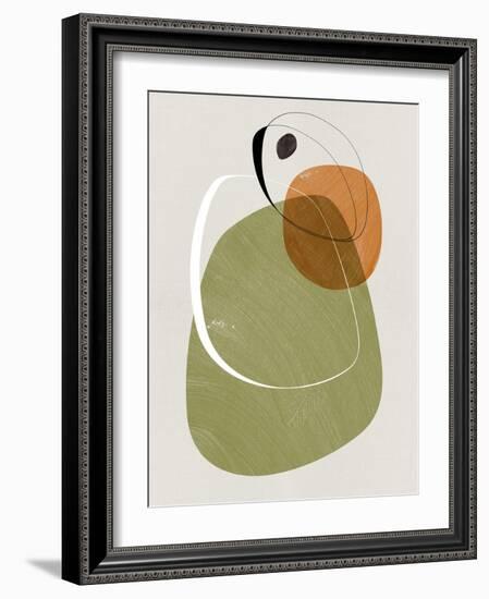 Olive and Gold Abstract Shapes-Eline Isaksen-Framed Art Print