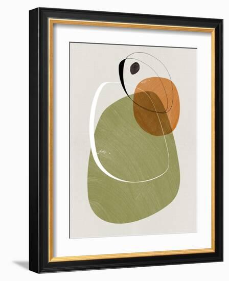 Olive and Gold Abstract Shapes-Eline Isaksen-Framed Art Print