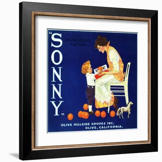 Olive, California, Sonny Brand Citrus Label-Lantern Press-Framed Art Print