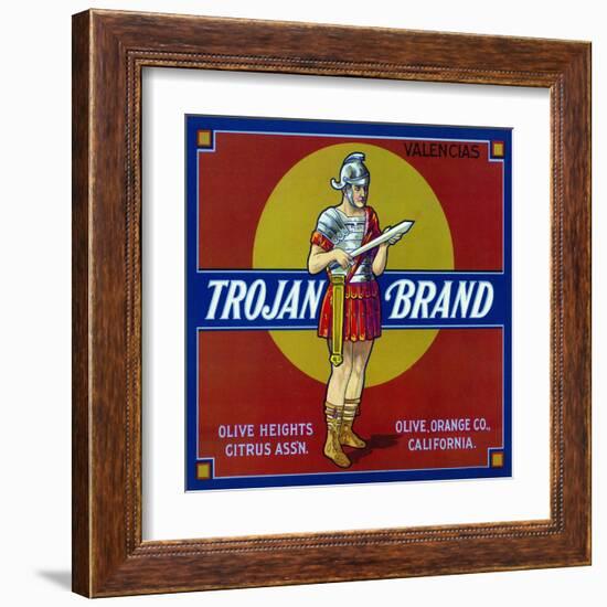 Olive, California, Trojan Brand Citrus Label-Lantern Press-Framed Art Print