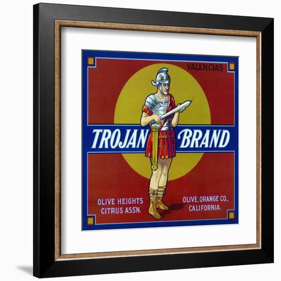 Olive, California, Trojan Brand Citrus Label-Lantern Press-Framed Art Print