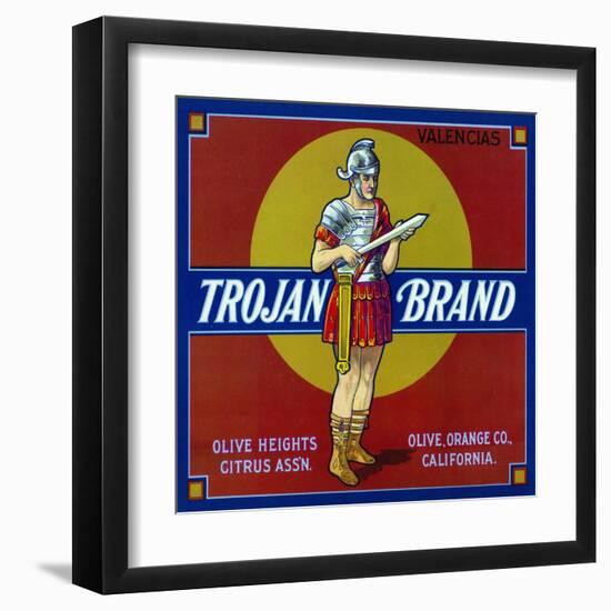 Olive, California, Trojan Brand Citrus Label-Lantern Press-Framed Art Print