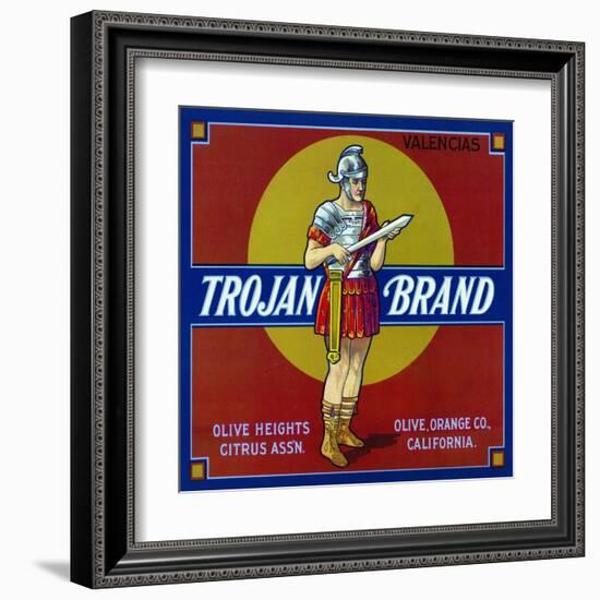 Olive, California, Trojan Brand Citrus Label-Lantern Press-Framed Art Print