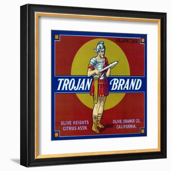 Olive, California, Trojan Brand Citrus Label-Lantern Press-Framed Art Print