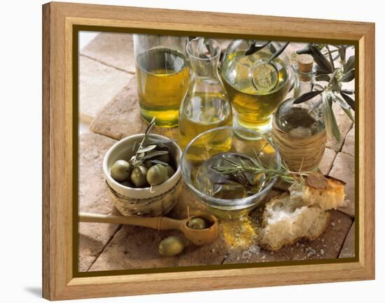 Olive Oil and Olives-null-Framed Premier Image Canvas