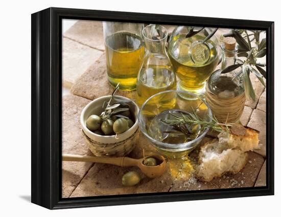 Olive Oil and Olives-null-Framed Premier Image Canvas