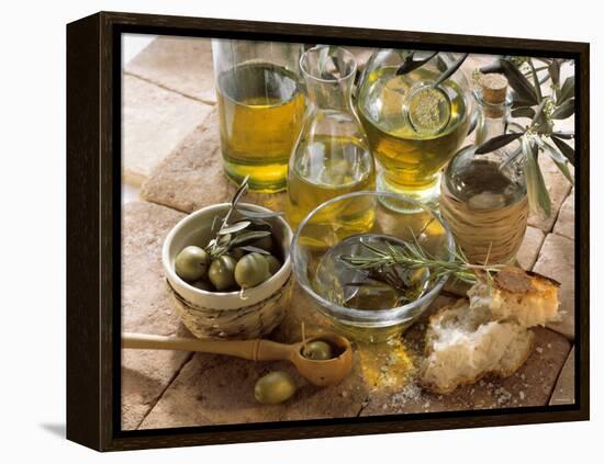 Olive Oil and Olives-null-Framed Premier Image Canvas