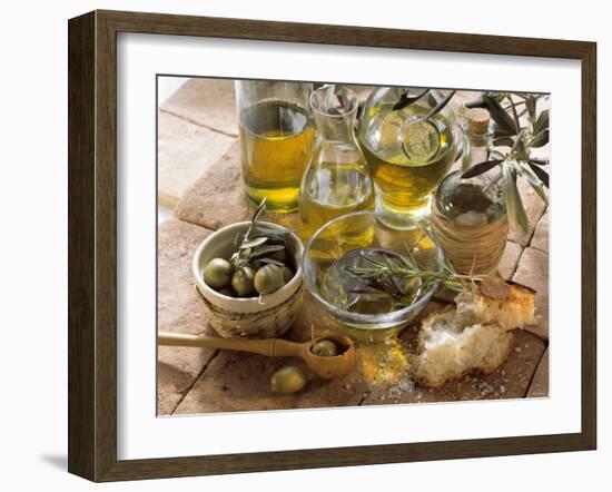 Olive Oil and Olives-null-Framed Photographic Print