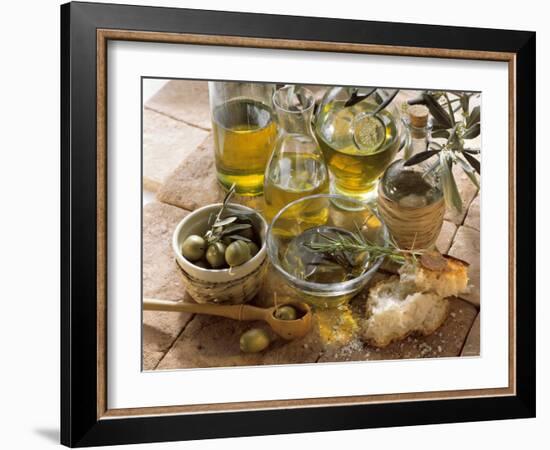 Olive Oil and Olives-null-Framed Photographic Print