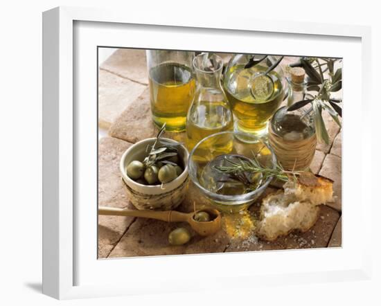 Olive Oil and Olives-null-Framed Photographic Print