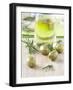 Olive Oil, Green Olives and Rosemary on Chopping Board-Jo Kirchherr-Framed Photographic Print