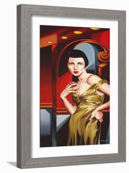 Olive Satin Dress-Catherine Abel-Framed Giclee Print