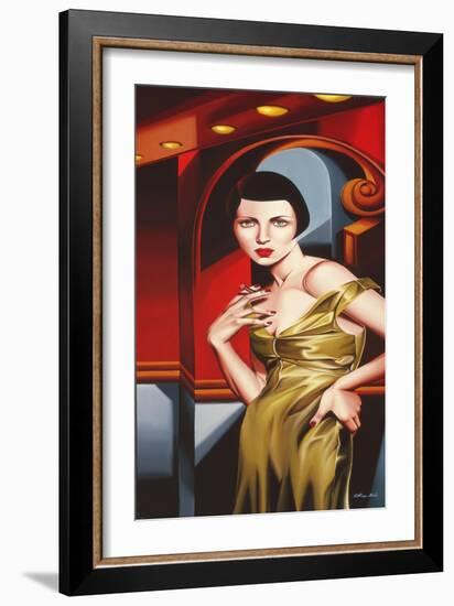 Olive Satin Dress-Catherine Abel-Framed Giclee Print