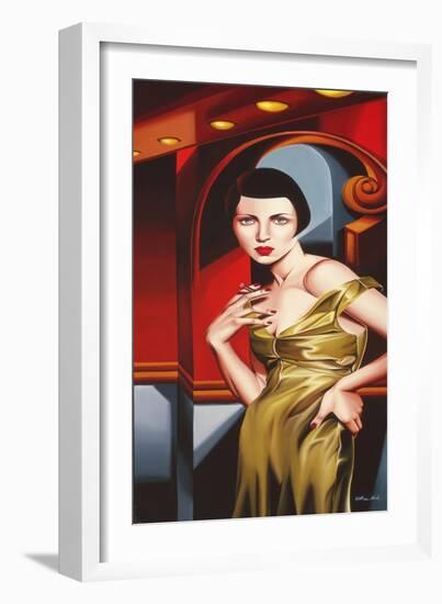 Olive Satin Dress-Catherine Abel-Framed Giclee Print