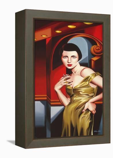 Olive Satin Dress-Catherine Abel-Framed Premier Image Canvas