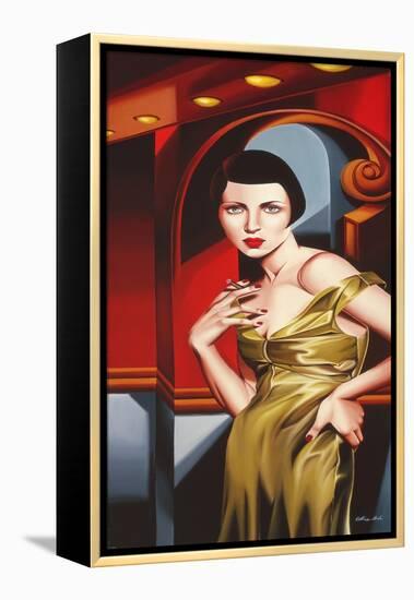 Olive Satin Dress-Catherine Abel-Framed Premier Image Canvas