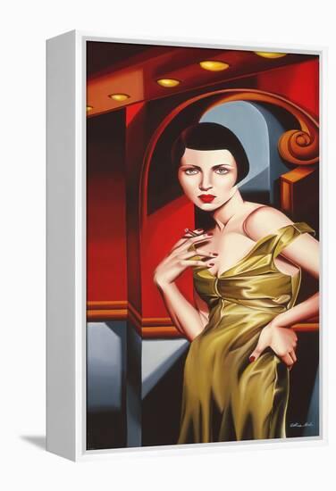 Olive Satin Dress-Catherine Abel-Framed Premier Image Canvas