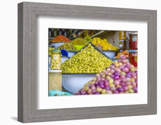 Olive Stall in the Place Djemaa El Fna in the Medina of Marrakech, Morocco, North Africa, Africa-Andrew Sproule-Framed Photographic Print