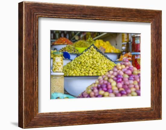 Olive Stall in the Place Djemaa El Fna in the Medina of Marrakech, Morocco, North Africa, Africa-Andrew Sproule-Framed Photographic Print