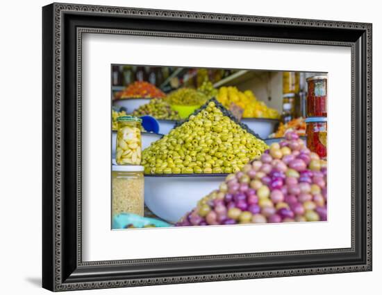 Olive Stall in the Place Djemaa El Fna in the Medina of Marrakech, Morocco, North Africa, Africa-Andrew Sproule-Framed Photographic Print