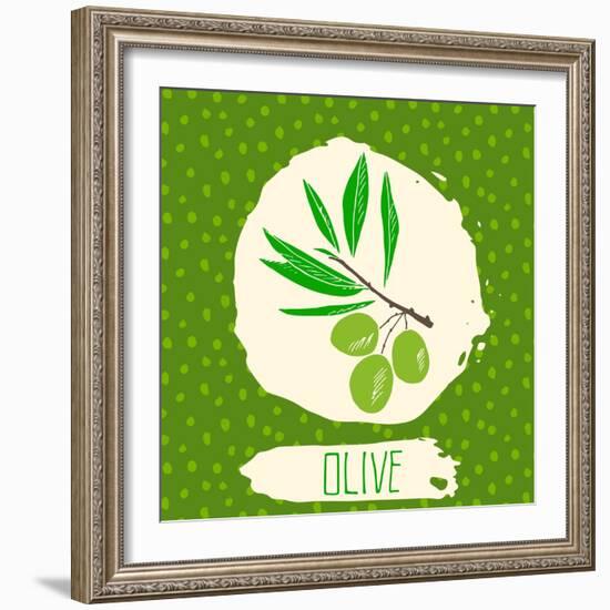 Olive with Dots Pattern-Anton Yanchevskyi-Framed Art Print