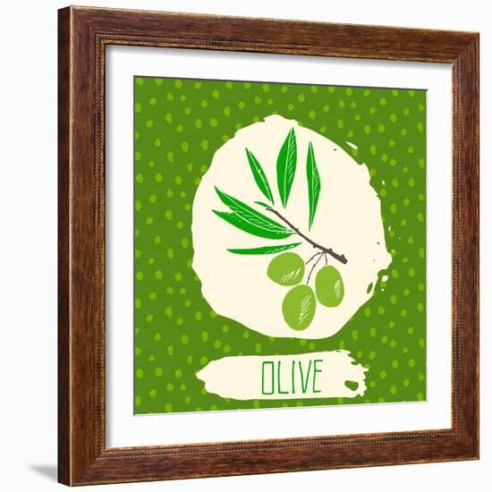 Olive with Dots Pattern-Anton Yanchevskyi-Framed Art Print