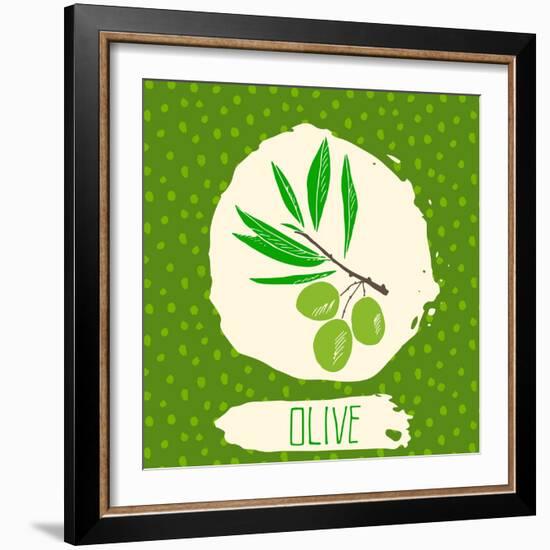 Olive with Dots Pattern-Anton Yanchevskyi-Framed Art Print