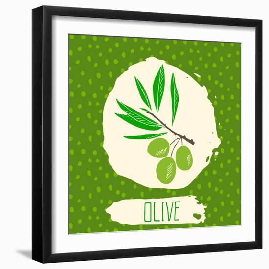 Olive with Dots Pattern-Anton Yanchevskyi-Framed Art Print