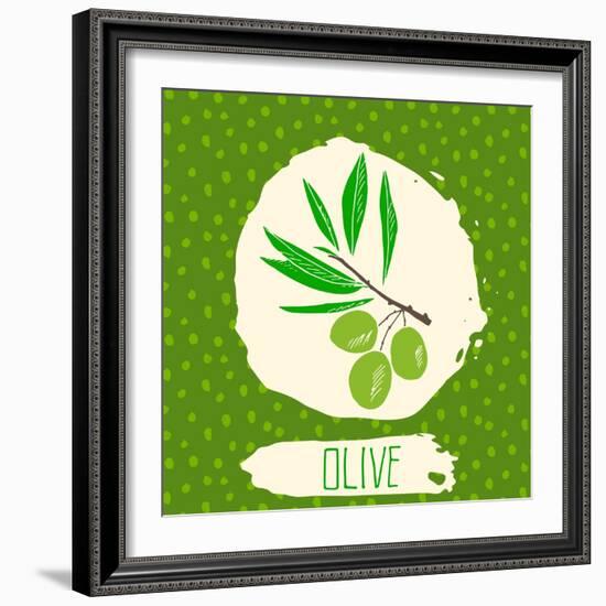 Olive with Dots Pattern-Anton Yanchevskyi-Framed Art Print