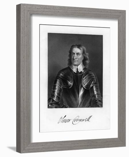 Oliver Cromwell, English Soldier and Statesman, 19th Century-W Holl-Framed Giclee Print