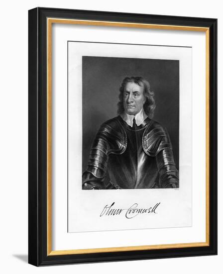 Oliver Cromwell, English Soldier and Statesman, 19th Century-W Holl-Framed Giclee Print