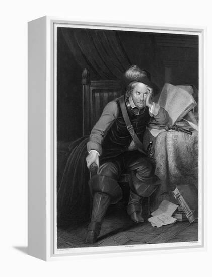 Oliver Cromwell English Soldier and Statesman Sits at a Desk Looking Very Disgruntled-Harry Payne-Framed Stretched Canvas