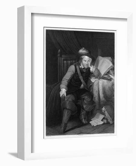 Oliver Cromwell English Soldier and Statesman Sits at a Desk Looking Very Disgruntled-Harry Payne-Framed Art Print