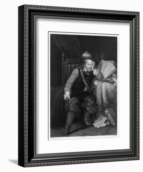 Oliver Cromwell English Soldier and Statesman Sits at a Desk Looking Very Disgruntled-Harry Payne-Framed Art Print