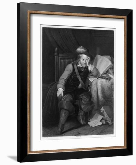 Oliver Cromwell English Soldier and Statesman Sits at a Desk Looking Very Disgruntled-Harry Payne-Framed Art Print