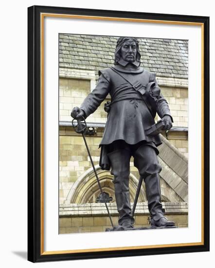 Oliver Cromwell Statue Next to Westminster Abbey, London, England-null-Framed Photographic Print