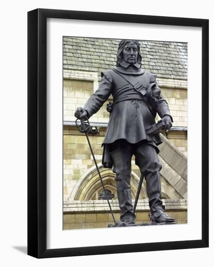 Oliver Cromwell Statue Next to Westminster Abbey, London, England-null-Framed Photographic Print