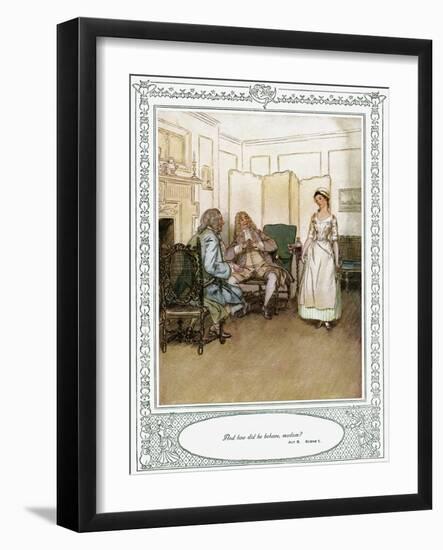 Oliver Goldsmith 's play She Stoops to Conque-Hugh Thomson-Framed Giclee Print