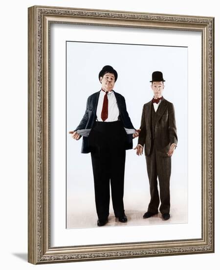 Oliver Hardy, Stan Laurel, ca. 1930s-null-Framed Photo