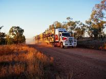 Roadtrain Hurtles Through Outback, Cape York Peninsula, Queensland, Australia-Oliver Strewe-Framed Premier Image Canvas