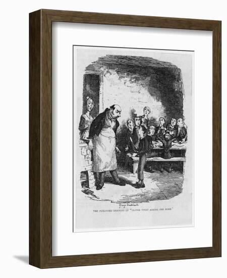 Oliver Twist Asks for More-George Cruikshank-Framed Art Print