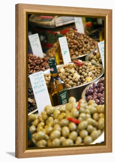 Olives Stall, Shuk Hacarmel (Carmel Market), Tel Aviv, Israel, Middle East-Yadid Levy-Framed Premier Image Canvas