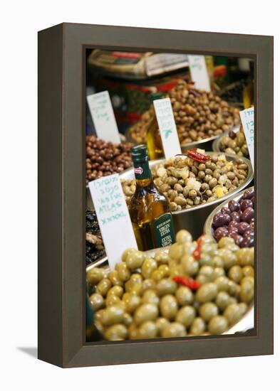 Olives Stall, Shuk Hacarmel (Carmel Market), Tel Aviv, Israel, Middle East-Yadid Levy-Framed Premier Image Canvas