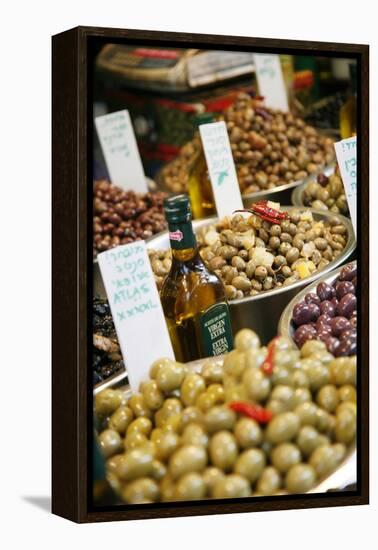 Olives Stall, Shuk Hacarmel (Carmel Market), Tel Aviv, Israel, Middle East-Yadid Levy-Framed Premier Image Canvas